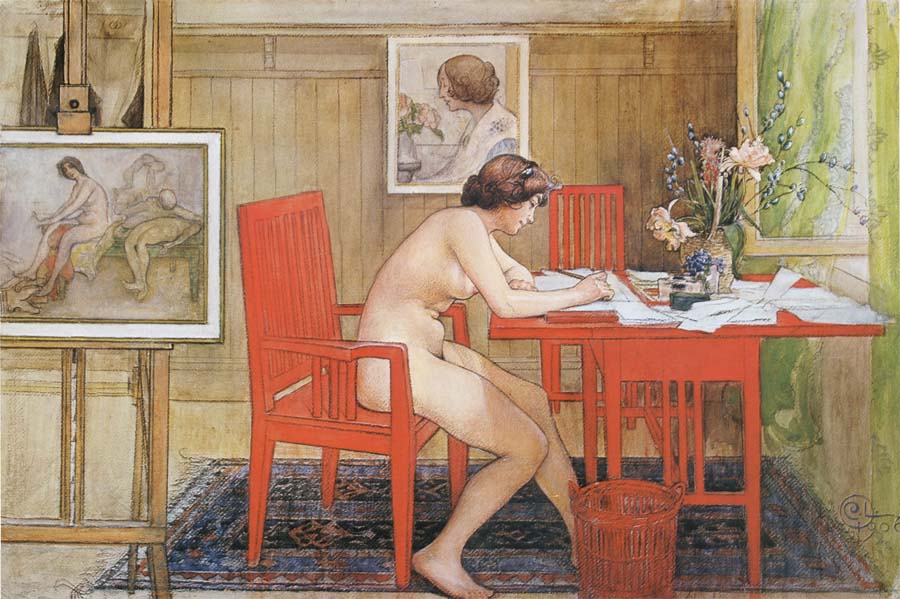 Carl Larsson Model,Writing picture-Postals